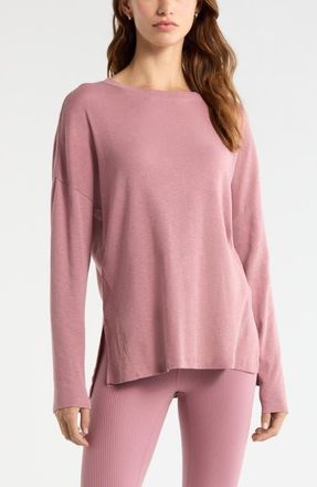 Zella Ease Up Long Sleeve T-Shirt in Purple Wistful at Nordstrom, Size Xx-Large