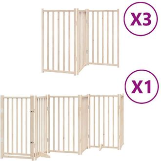 vidaXL Dog Gate with Door Foldable 15 Panels 750 cm Poplar Wood vidaXL