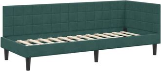 vidaXL Corner Bed Frame Dark Green 80 cm x 200 cm Fabric vidaXL