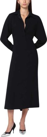 Victoria Beckham Satijnen overhemdjurk midi - Dames - Shirt Kleedjes - Zwart - S - Satijn - Kleedjes