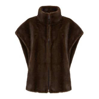Cesare Gaspari Cuello de Piel Sint&eacute;tica de Mapache - Jackets - Mujer - Marr&oacute;n - ONE SIZE