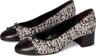 Tory Burch Cap-Toe Pumps 45mm Womens Shoes Granola Multi/Perfect Black : 10.5 M