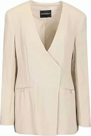 Emporio Armani Linen Blend Wrap V Neck Blazer