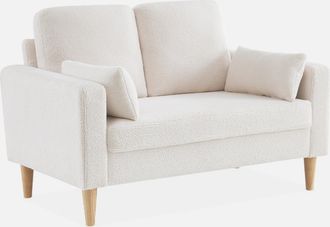 Sweeek Sof&aacute; De Tejido Borreguito Con Patas De Madera, 2 Plazas