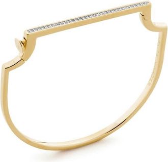 Monica Vinader Signature Skinny Pav&eacute; Lab Grown Diamond Bangle in 14Kt Solid Gold /Lab Dia at Nordstrom, Size Large