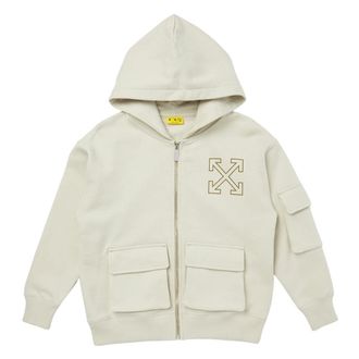 Off-white Arrow Cargo Zip Up Top - male - Off White - Kids Sweatshirts - Beige - 12 Y - Kids