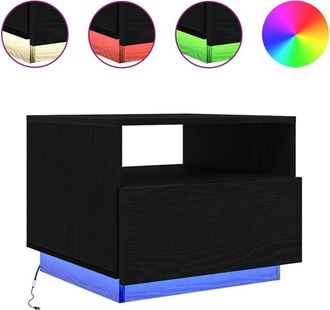 vidaXL Coffee Table with led Lights Black Oak 50x49x40 cm Vidaxl