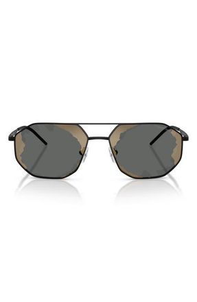 Emporio Armani 58mm Aviator Sunglasses in Matte Black /Black Mirror Red at Nordstrom