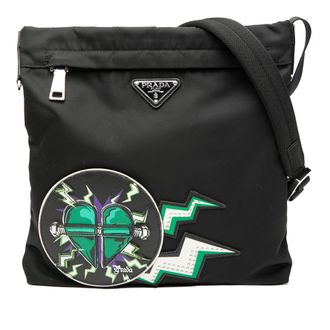 Prada Pre-owned Womens Universal Studios Tessuto Montagna Frankenstein Print Crossbody - Black Textile - One Size