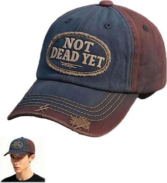 Generic Veterans Casual Hat, Not Dead Yet DD-214 Veteran-Owned Baseball Cap with Dark Humor Embroidered Badge, Adjustable Vintage Washed Distressed Cotton Ble