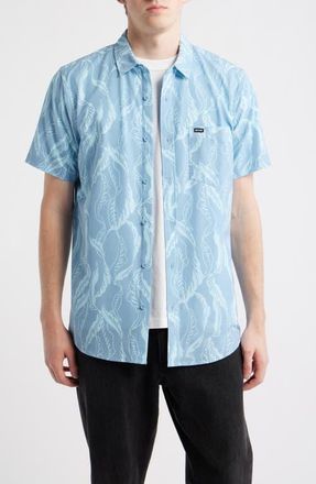 Rip Curl Sessions Aerotech Short Sleeve Performance Button-Up Shirt in Faded Denim at Nordstrom, Size Xx-Large