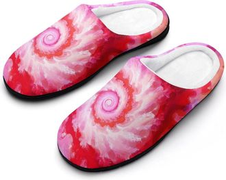 Generic Tie-Dye Spiral Womens Slippers Warm House Slippers Indoor House Shoes with Anti-Skid Rubber Sole