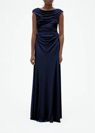 Amsale Draped Cowl Jersey Dress in Navy at Nordstrom, Size 2