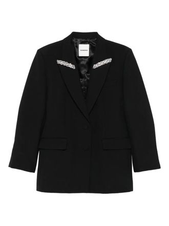 Sandro crystal-embellished blazer - women - Fabric - 40 - Black
