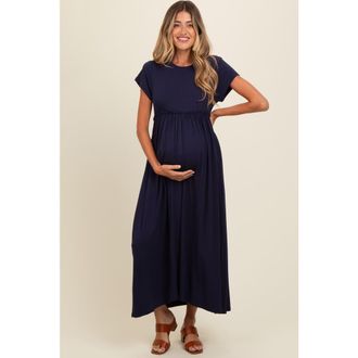 Pinkblush Ruffle Trim Maxi Dress in Navy Blue at Nordstrom, Size Medium