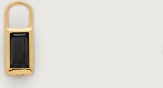 Monica Vinader Gold Baguette Gemstone Hoop Charm Black Spinel