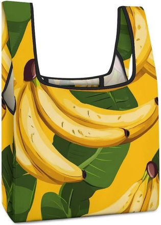 Generic Banana Print Shopping Bag Reusable Grocery Tote Bag Foldable Handbag for Travel Picnic