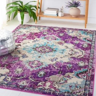 Safavieh Madison Machine Made Area rug, Lavender / Light Blue Traditional Style Easy Care