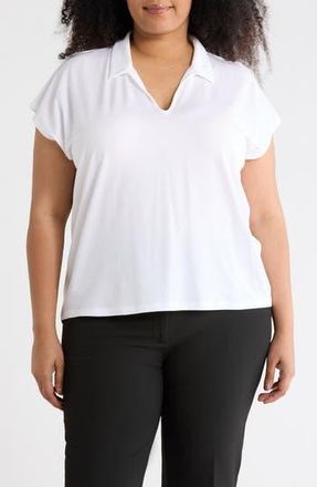 Eileen Fisher Boxy Johnny Collar Jersey Top in White at Nordstrom Rack, Size 3X
