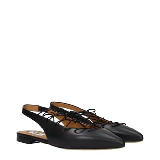 Moschino Womens Black Leather Flats