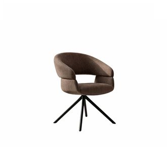 Pondecor Interiorismo Sill&oacute;n de comedor giratorio 180&ordm; tapizado en tejido marr&oacute;n 60x61x85 cm