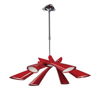 Netlighting Pop Pendant Ceiling Gloss Red Chrome 6 Light E27 Convertible
