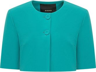 Pinko Green Round Neck Crop Jacket