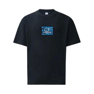 C.P. Company C.p. Company - 30/1 Jersey T-shirt met korte mouwen en graphics - Heren - Tops - Zwart - Maat: XL Jersey