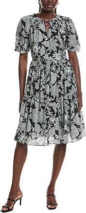 Brooks Brothers Puff Sleeve Linen-Blend Midi Dress
