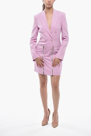 Stella McCartney Blazer Dress in Lana a Maniche Lunghe con Zip Frontale Stella McCartney