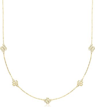 Ross-Simons Italian 10kt Yellow Gold Flower Station Necklace