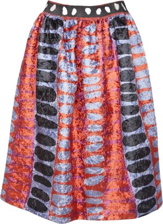 Stella Jean Midi Skirts, female, Multicolor, Size: XS Abstract Velvet Skirt Wide Fit