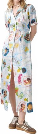Lingua Franca Lampi Button Dress In Lunch