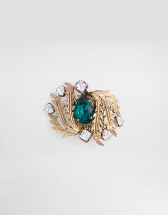 Dolce & Gabbana Leaf Brooch With Rhinestones - Man Bijoux Gold Metal Onesize