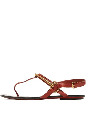 Gucci leather flat sandals - women - Calf Leather/Calf Leather/Calf Leather - 37.5 - Red