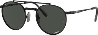 Ray-Ban RB8237 Round II Titanium Polarized 3141K8 Mens Sunglasses Black Size 53