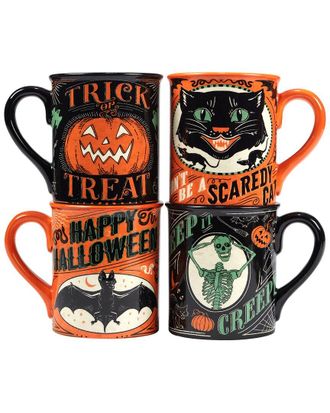 Certified International Scaredy Cat Set Of Four 18Oz Mugs