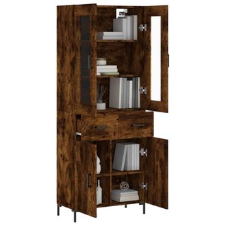 Berkfield Home Highboard Smoked Oak 69.5x34x180 cm Engineered Wood in Brown
