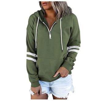 Generic Womens Casual Long Sleeve Pullover Hoodie with Pocket Comfortable Soft Fleece Sweatshirt for Everyday Wear (Green, S)