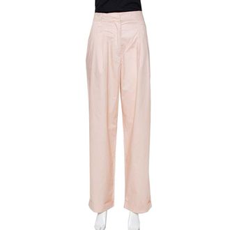 Emporio Armani Pale Pink Cotton Wide Leg Trousers