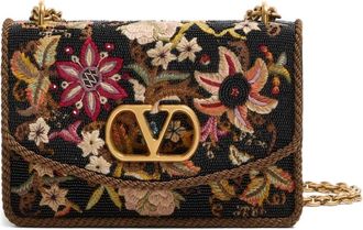 Valentino Garavani Vain embroidered shoulder bag - women - Fabric - One Size - Black