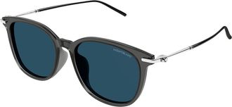Montblanc MB0416SA Asian Fit 004 Mens Sunglasses Grey Size 55