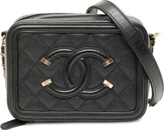 Chanel 2018 Mini Caviar CC Filigree toilettas tas - Zwart