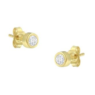 House of Brilliance 10K White Gold 1/5 Ct Diamond Bezel- Solitaire Stud Earrings in Yellow at Nordstrom