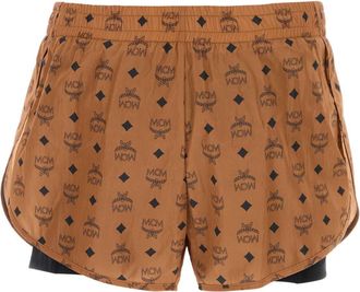 MCM Mens Printed Nylon Shorts Cognac Bermuda