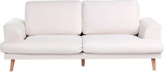 Beliani 3 Seater Sofa Light Beige Fabric Soft Back Cushions Modern Decor Style KILDAL