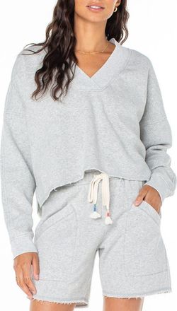 Roxy Lowland Pullover V-Neck Sweater in Heather Grey at Nordstrom Rack, Size Large