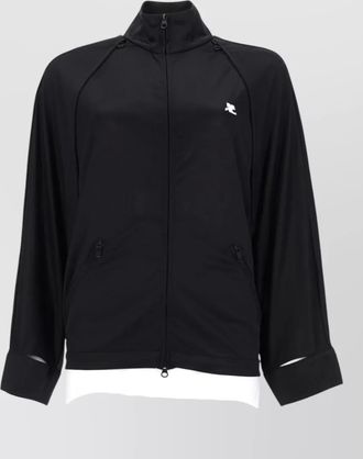 Courr&egrave;ges high collar coat elastic hem pockets
