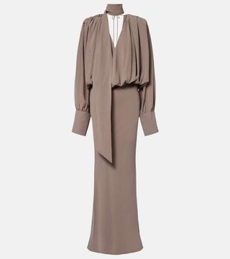 Rotate Scarf-detail maxi dress