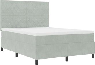 vidaXL LED Box Spring Bed with Mattress Light Grey 160 x 200 cm Fabric vidaXL